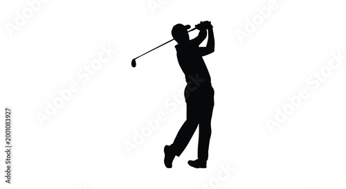 Golf swing silhouette a black silhouette of a golfer in mid swing against a white background