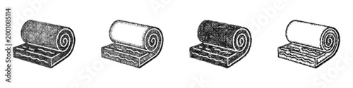 Sketch insulation material icon design set