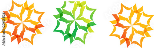 Green geometric abstract star shape with transparent layers.
