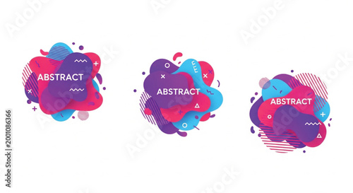 Abstract colorful shapes, vibrant graphic elements, modern design templates, vector icons