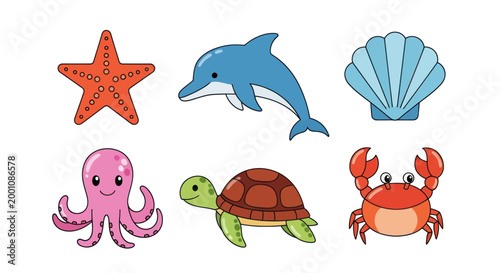 Cartoon aquatic creatures collection
