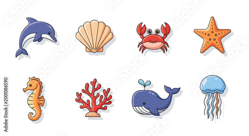 Cartoon aquatic creatures collection