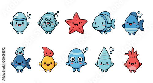 Cartoon aquatic creatures collection