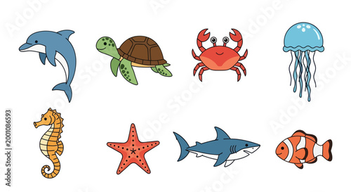 Cartoon aquatic creatures illustration