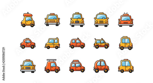 Cartoon car illustrations set on white