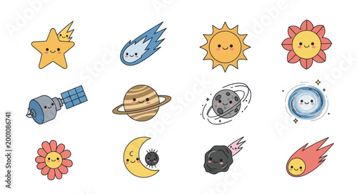 Cartoon celestial objects collection
