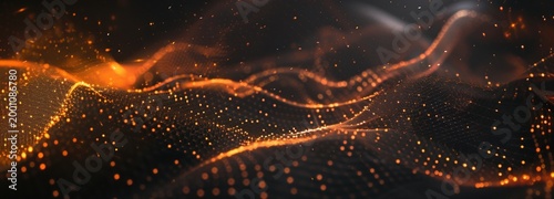 Abstract Digital Network: A mesmerizing visualization of an intricate digital network, with shimmering lines of light weaving across a dark backdrop.