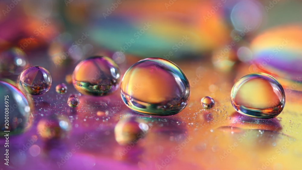 Naklejka premium Rainbow Reflections in Water Droplets