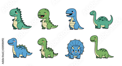 Cartoon dinosaurs in various poses