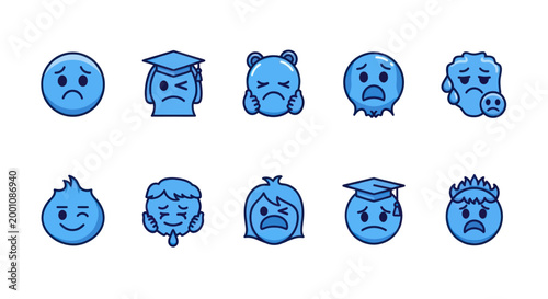 Cartoon emoji faces with expressions