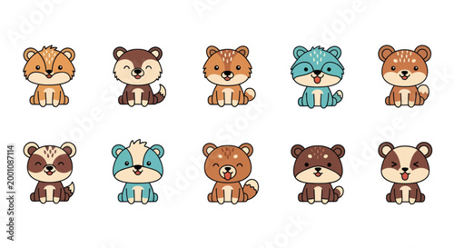 Cartoon forest animal set