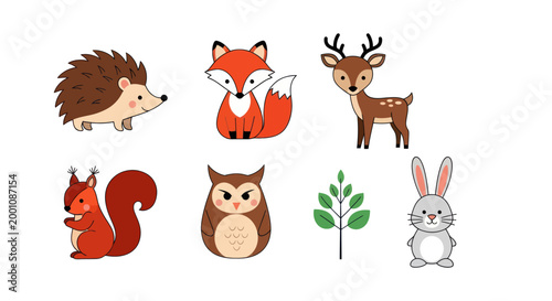 Cartoon forest animals collection