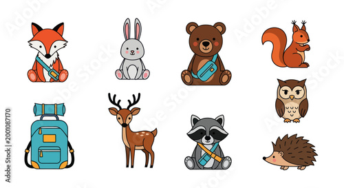 Cartoon forest animals collection illustration