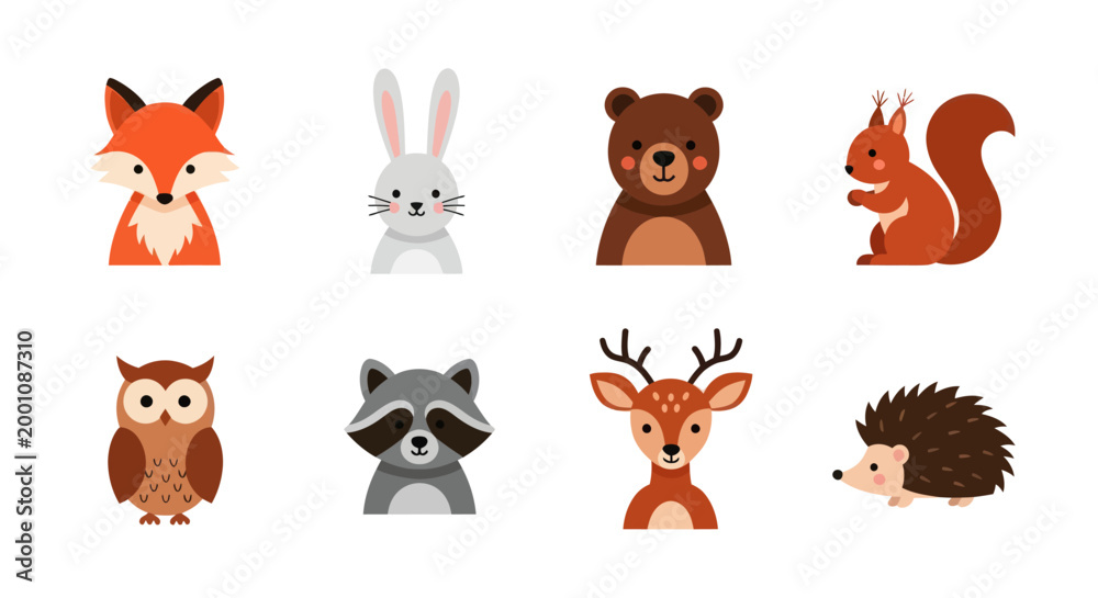 Fototapeta premium Cartoon forest animals illustration