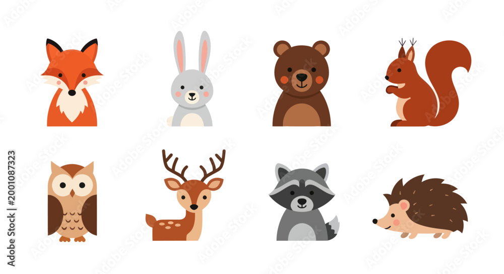 Fototapeta premium Cartoon forest animals illustration