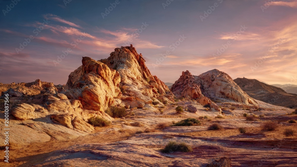 Naklejka premium Spectacular Desert Rock Formations at Sunset