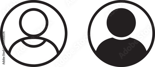 Black and white user profile account icons set for website or mobile app interface design