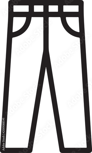 Simple black line icon of denim jeans pants for clothing store and fashion retail design