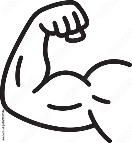 Strong muscular arm showing bicep muscle icon for fitness and bodybuilding concept
