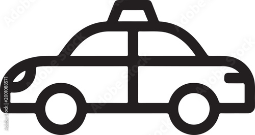 Black outline icon of a taxi cab car vehicle for transportation and travel mobile apps