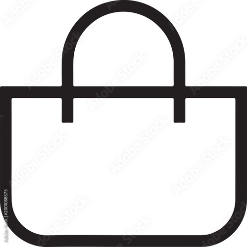 Simple shopping bag icon with black outline for retail and ecommerce websites