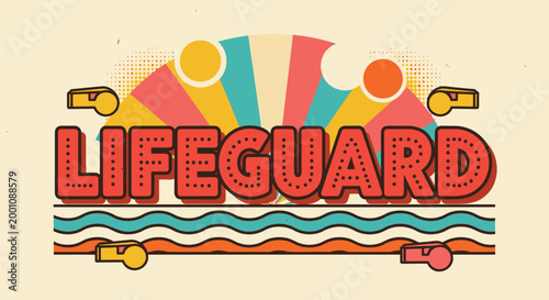 Lifeguard, summer, beach, rescue, safety, vector icon, colorful, illustration