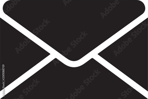Simple black envelope email icon for digital communication and messaging interface design