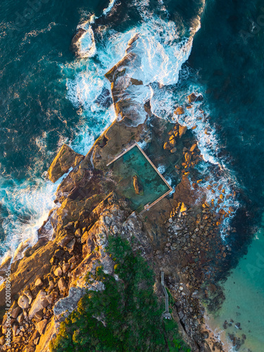 Aerial view of North Curl Curl rock pool, Sydney, Australia.