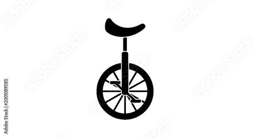 Minimal black silhouette icon, simple flat vector, bold black shape, no, no shading black silhouette of a unicycle on a, flat icon style