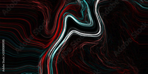 Vibrant abstract energy flow with swirling lines of red, cyan, and white against a dark background, evoking a sense of power and motion for futuristic designs