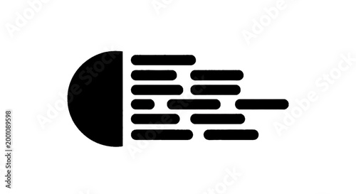 Minimal black silhouette icon, simple flat vector, bold black shape, no, no shading high beam headlight symbol icon on a, flat icon style