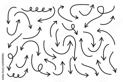 Hand drawn arrows on white background