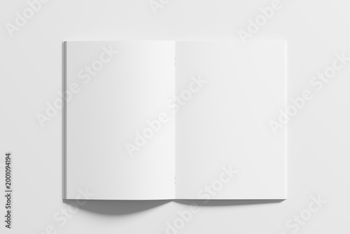 Saddle Stitch A4 Brochure White Blank 3D Rendering Mockup