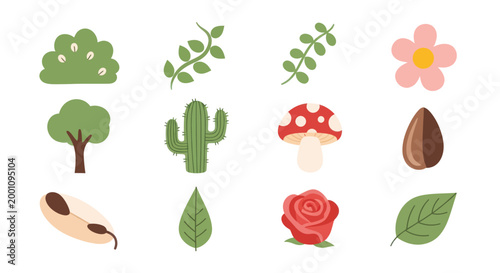 Cartoon plants and flowers collection