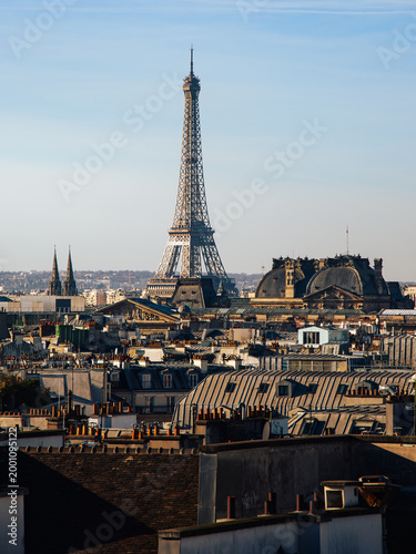 Paris residential skyline and overcast sky