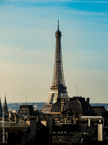 Paris residential skyline and overcast sky