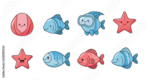 Cartoon sea creatures illustration