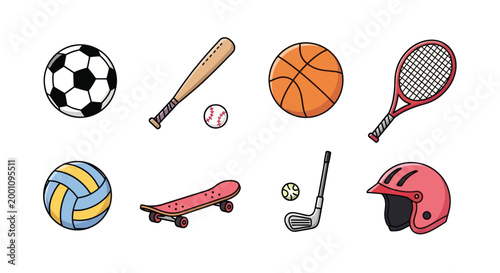 Cartoon shapes and symbols on white background