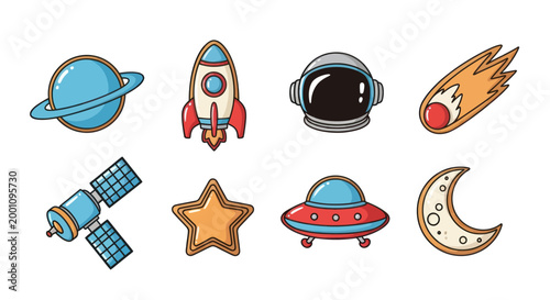 Cartoon space objects illustration
