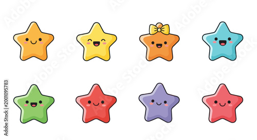 Cartoon stars with smiling faces
