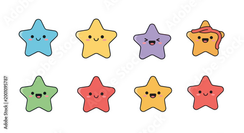 Cartoon stars with smiling faces