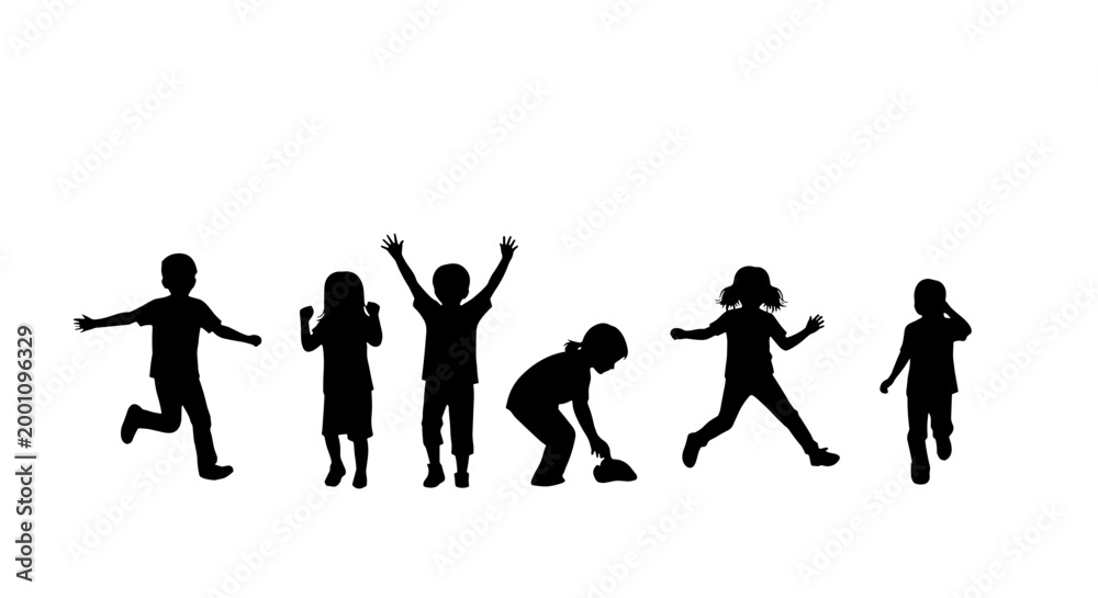Obraz premium Collection of children playing and jumping outdoors