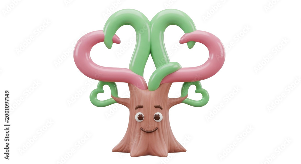 Naklejka premium Whimsical cartoon tree with candy cane branches