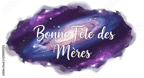 Galactic watercolor galaxy with french greeting message