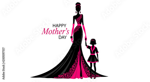 Elegant mother and daughter celebrating mothers day