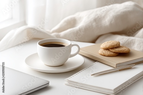 Coffee and snacks by a window