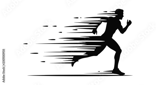 Dynamic silhouette of a running man speed and motion in abstract form