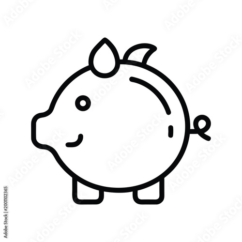  Line icon of piggy bank, savings concept, minimal thin outline, vector illustration.