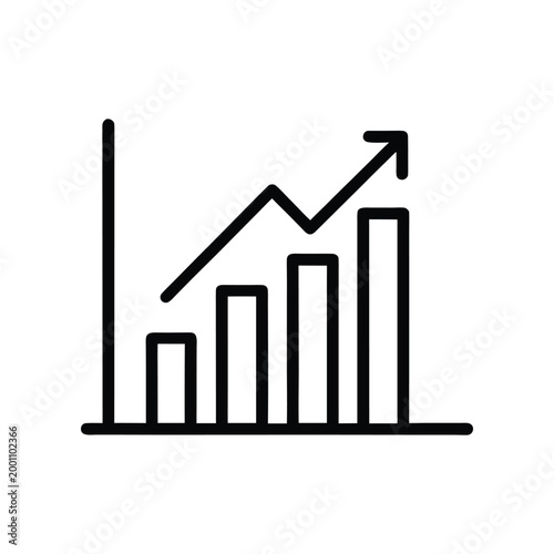 Line icon of financial growth chart with arrow up, business success concept.