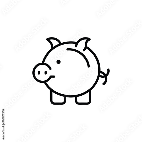  Line icon of piggy bank, savings concept, minimal thin outline